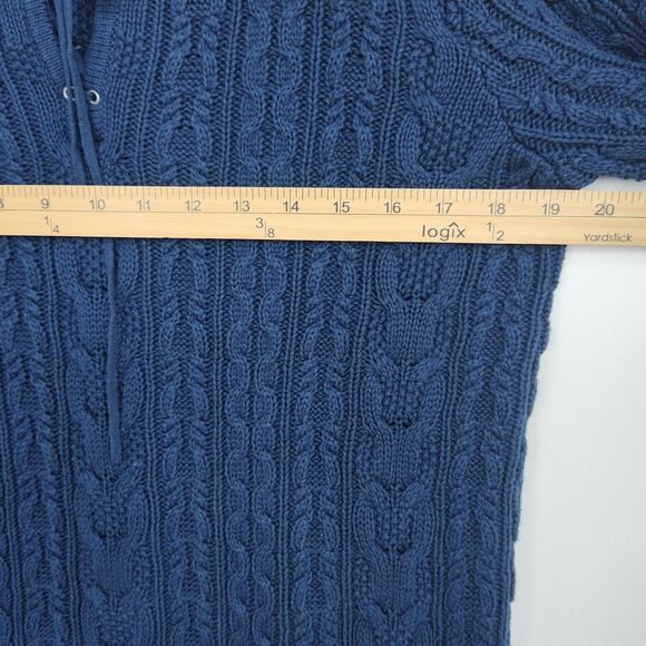 Eight Eight Eight Tunic Sweater Women's L Navy Blue Tie Neck Long Sleeves - Picture 4 of 9